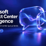 Microsoft Contact Center Intelligence: IA sobre el contact center que ya tenés. Public preview: evaluación, no producción. Ilustración conceptual original con identidad Zennon.